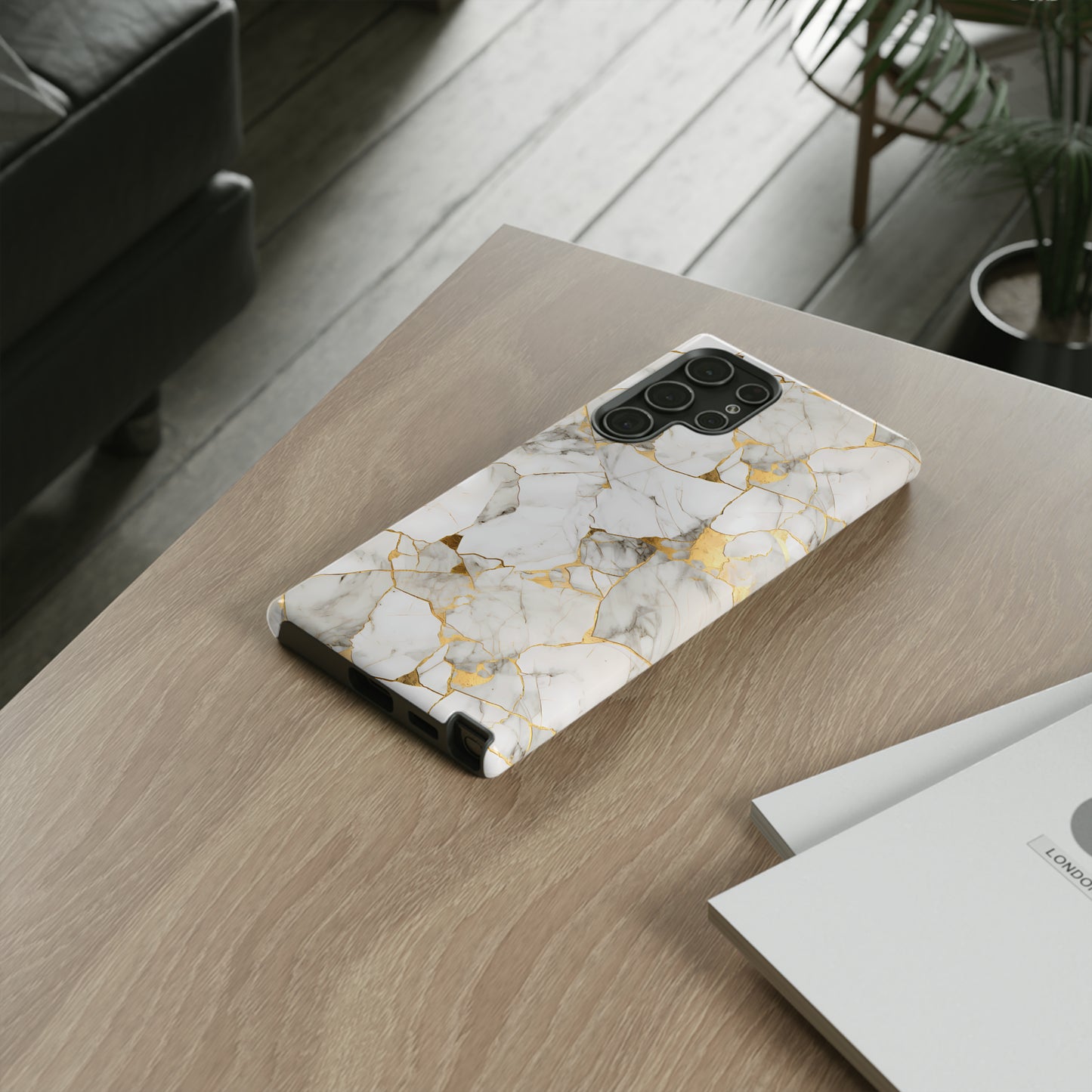 Gold & White Marble Tough Phone Cases