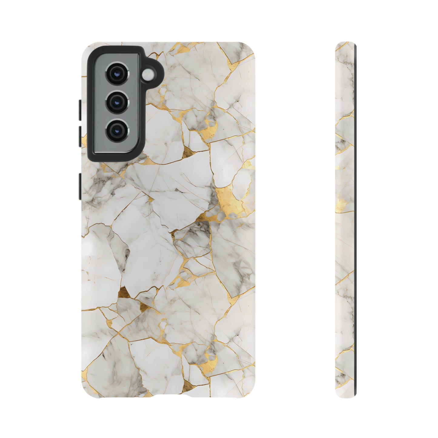 Gold & White Marble Tough Phone Cases