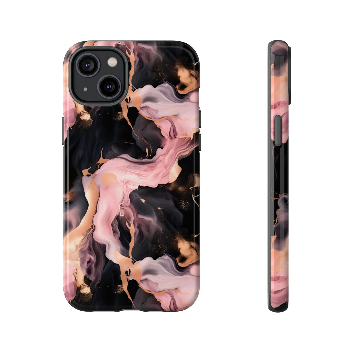 Black & Pink Marble  Tough Phone Cases