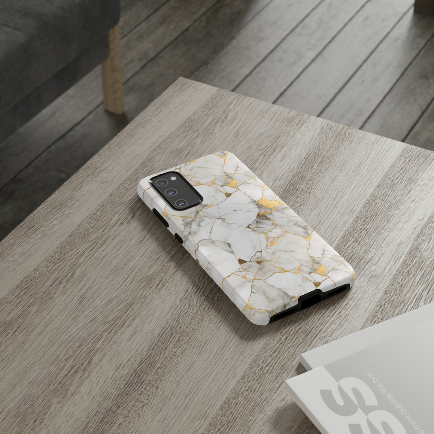 Gold & White Marble Tough Phone Cases