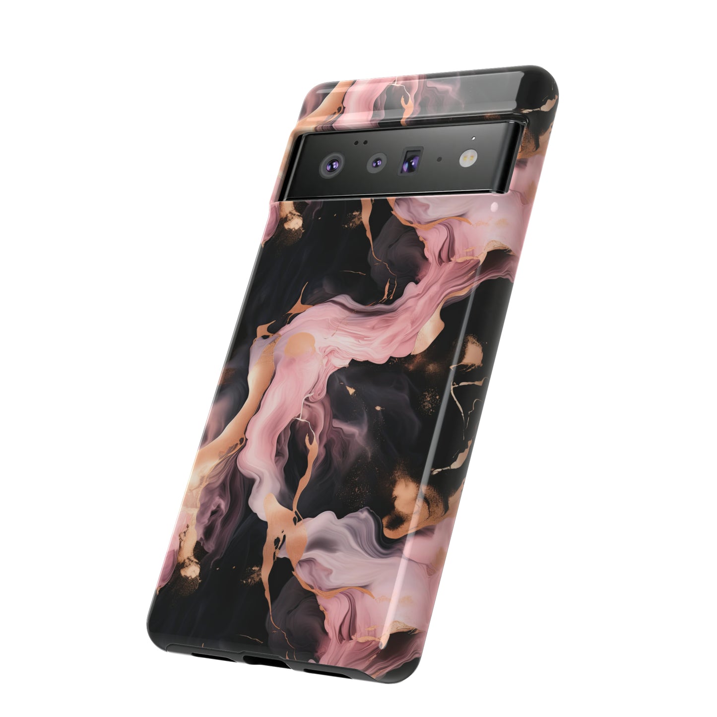 Black & Pink Marble  Tough Phone Cases