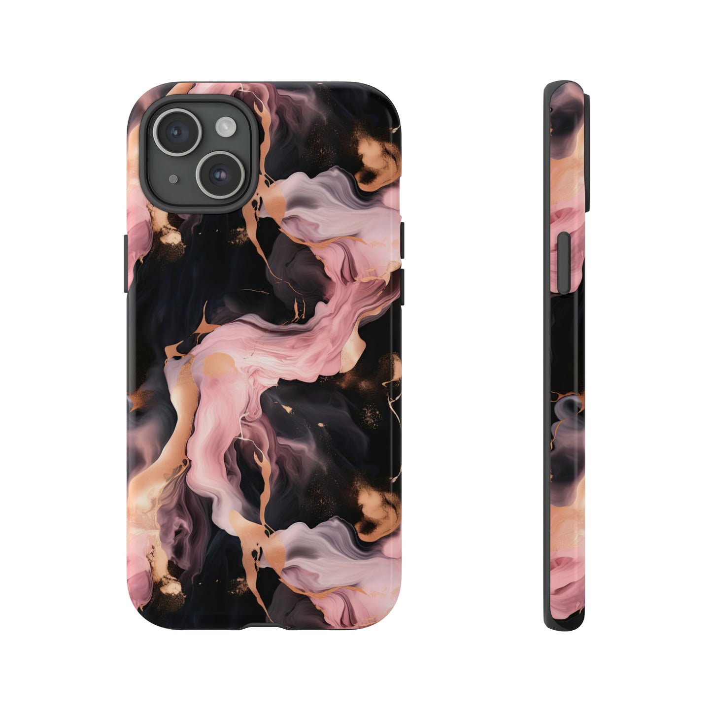 Black & Pink Marble  Tough Phone Cases