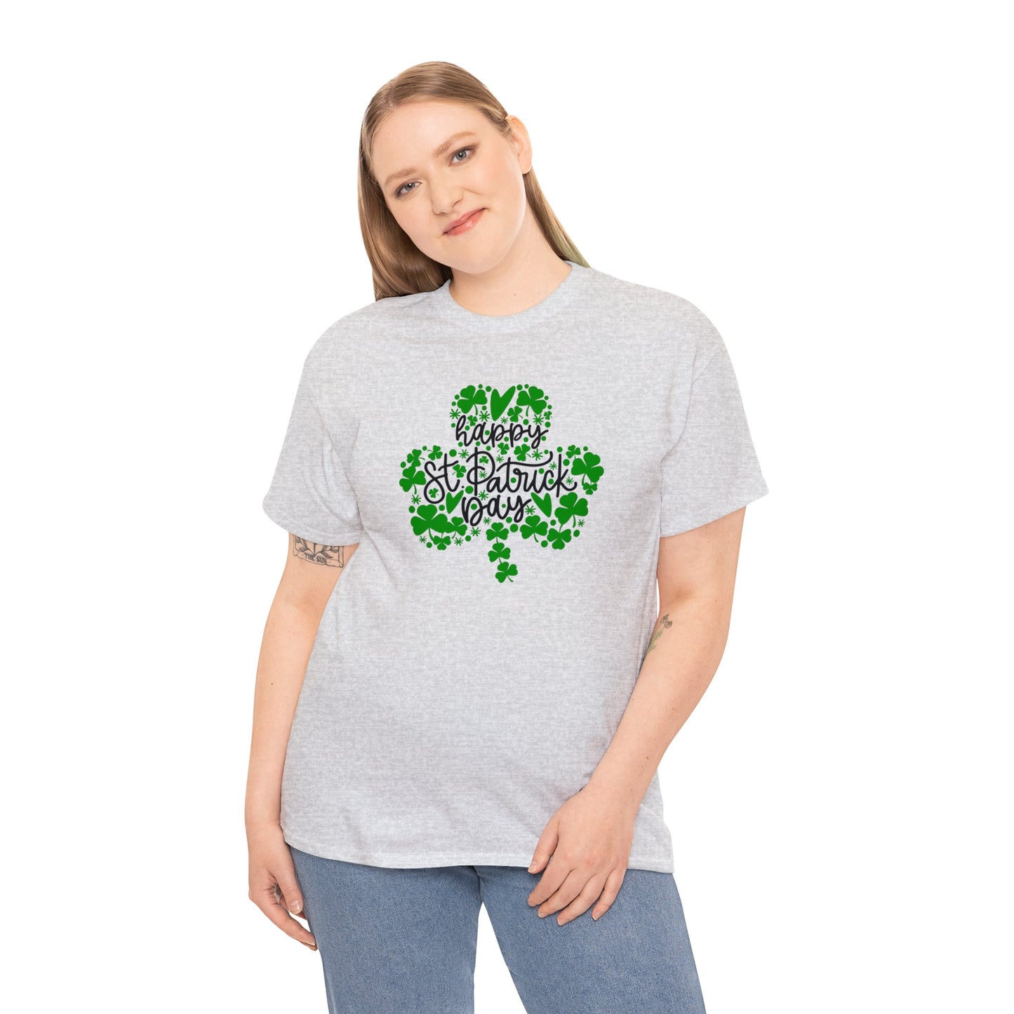 Happy St Patricks Day Clover Unisex Heavy Cotton Tee
