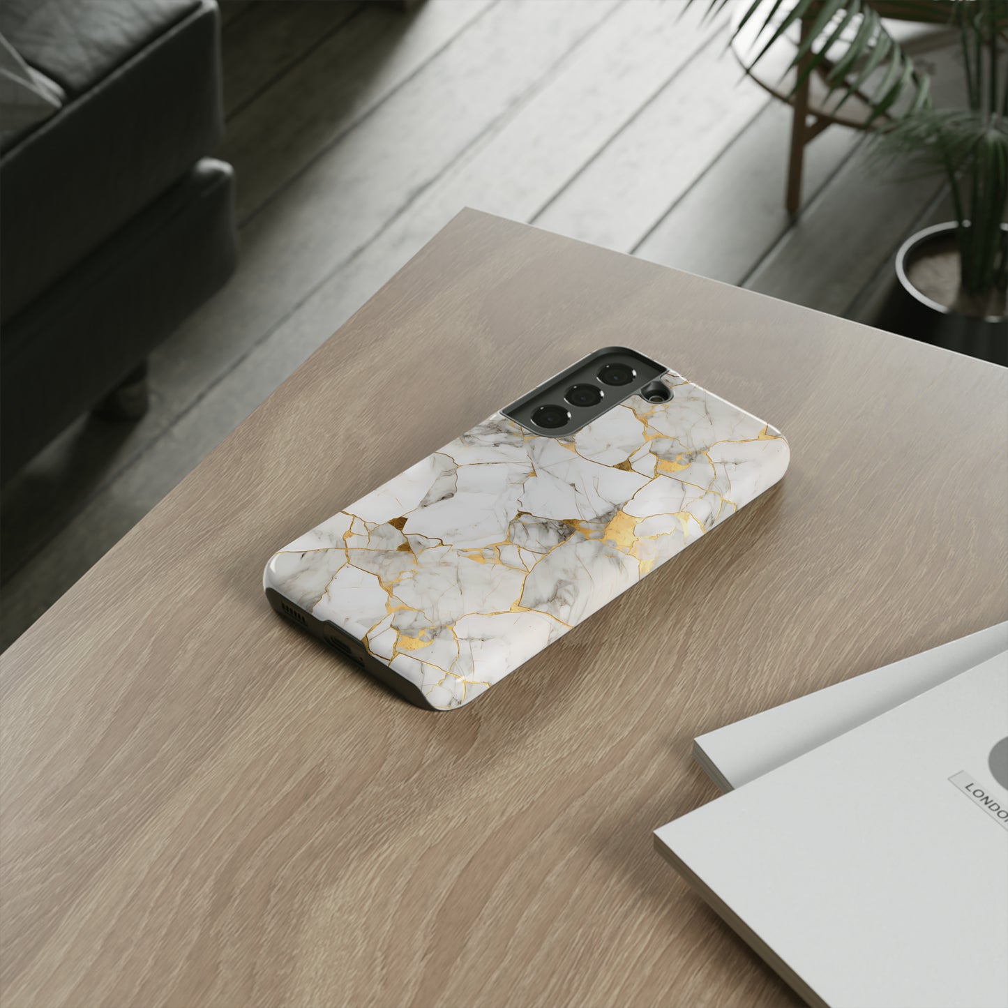 Gold & White Marble Tough Phone Cases
