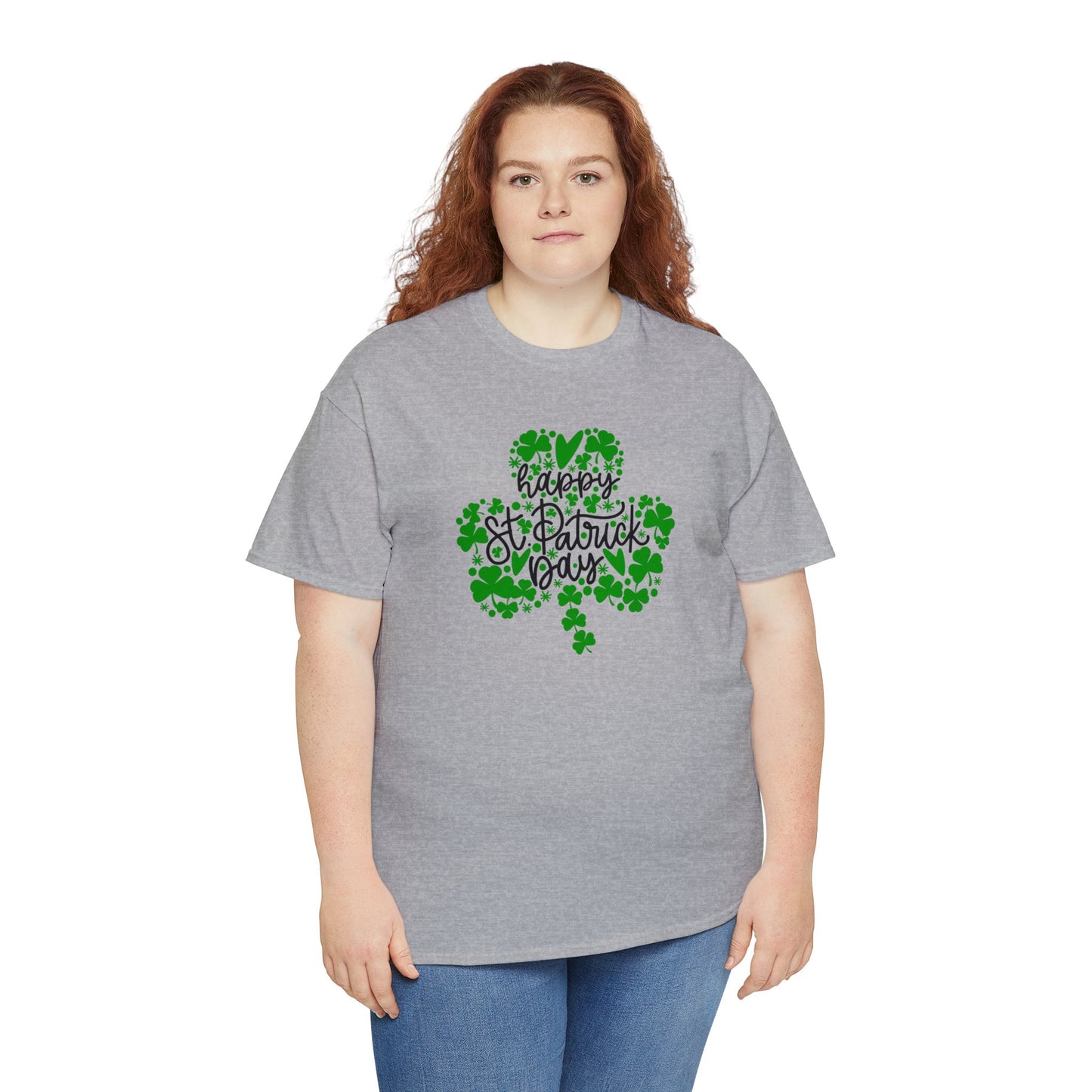 Happy St Patricks Day Clover Unisex Heavy Cotton Tee