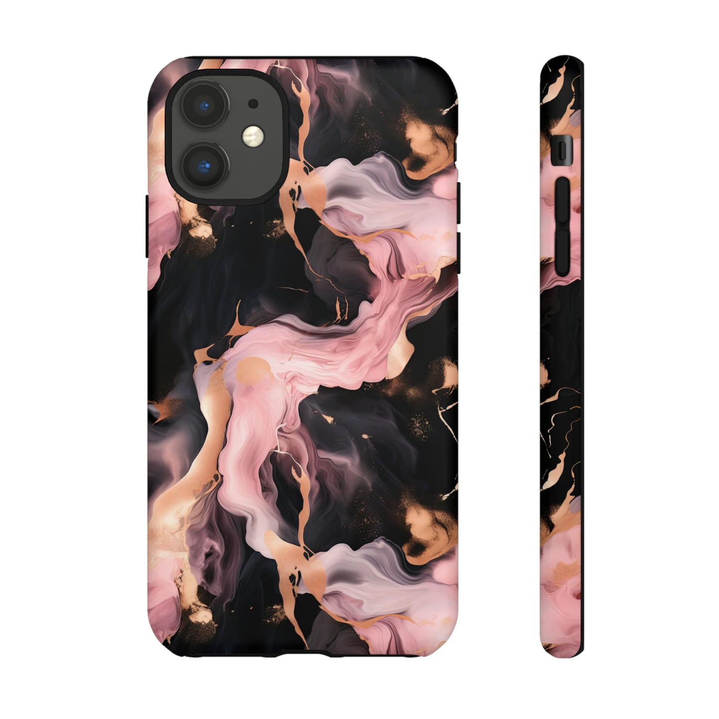Black & Pink Marble  Tough Phone Cases