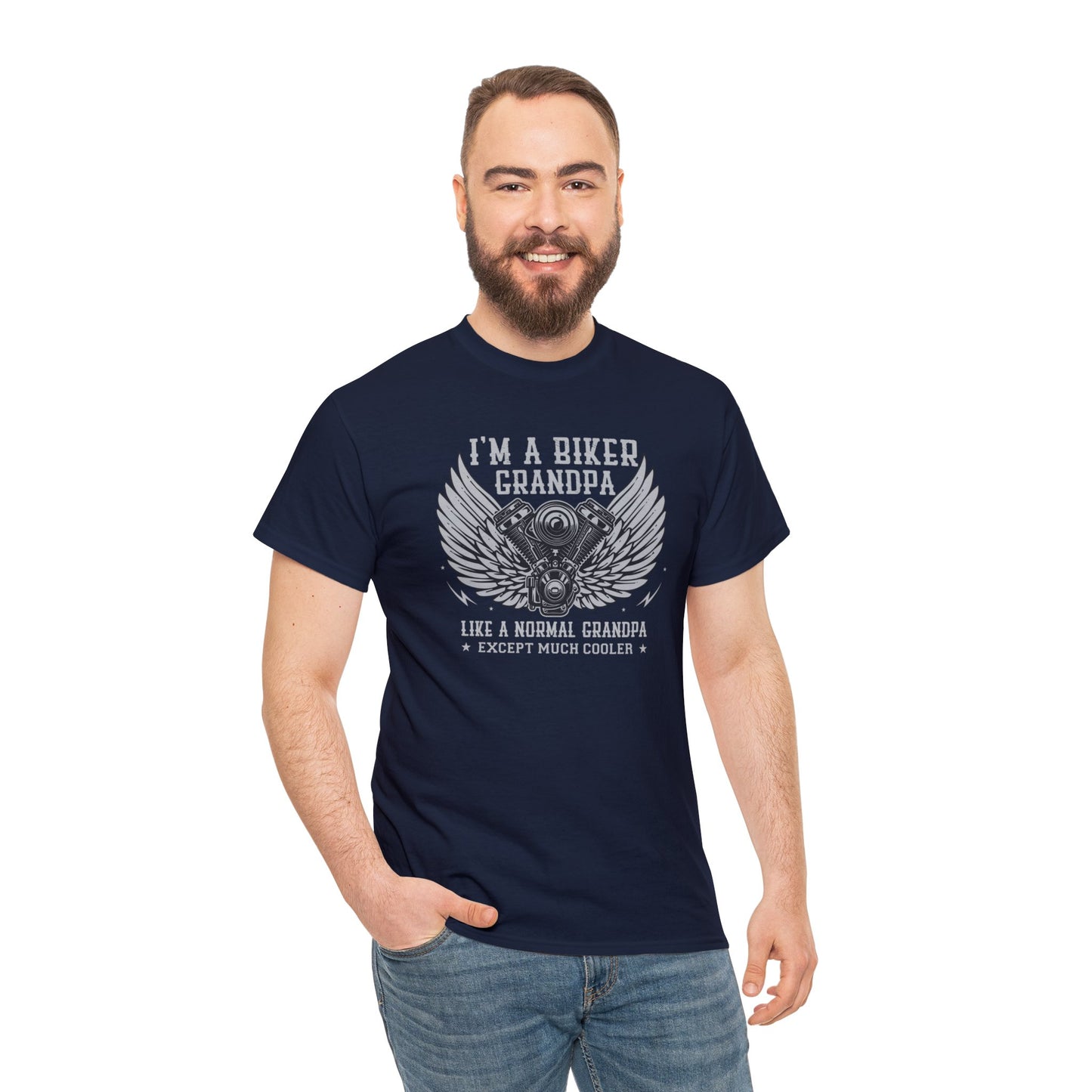 Im a Biker Grandpa LIke a Normal Grandpa Except Much Cooler  Unisex Heavy Cotton Tee