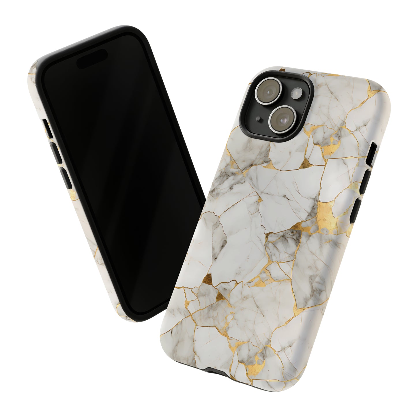 Gold & White Marble Tough Phone Cases
