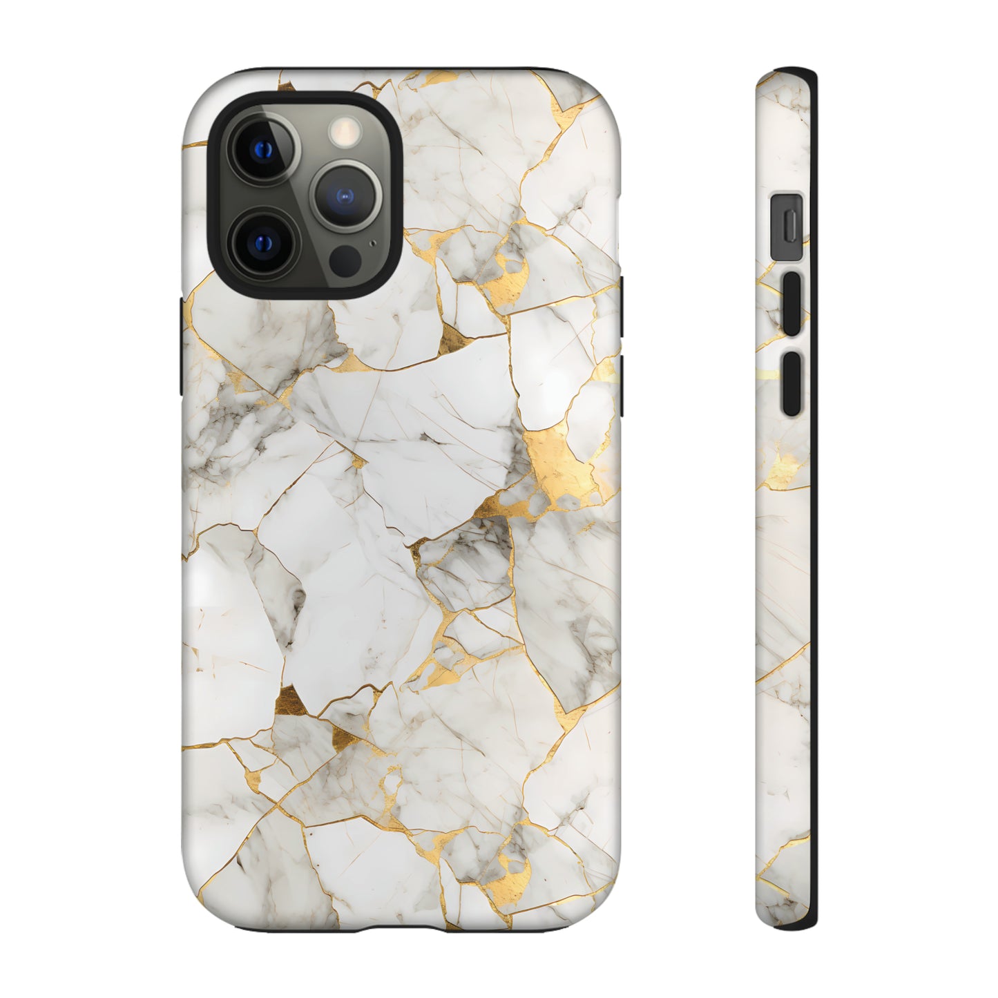 Gold & White Marble Tough Phone Cases