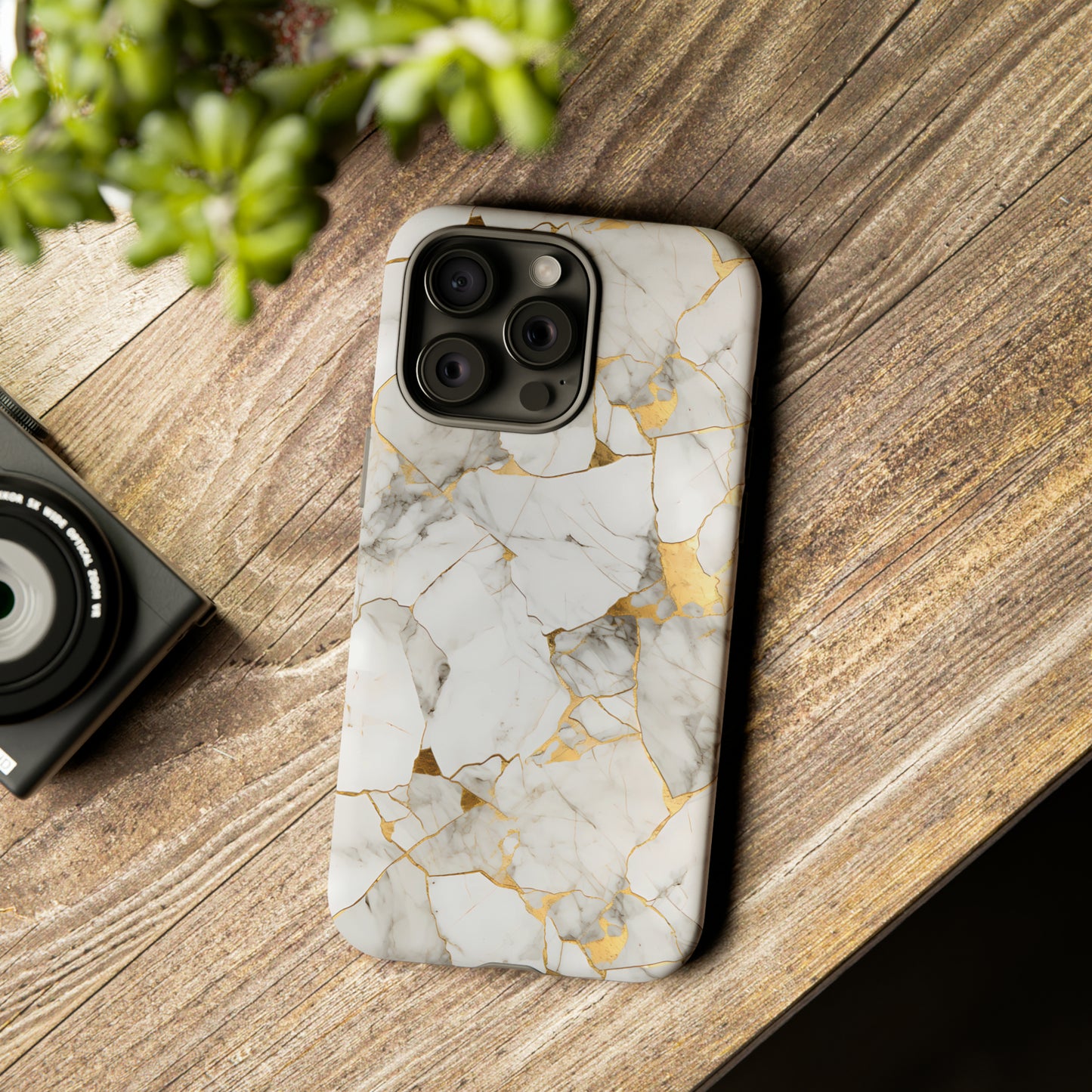 Gold & White Marble Tough Phone Cases