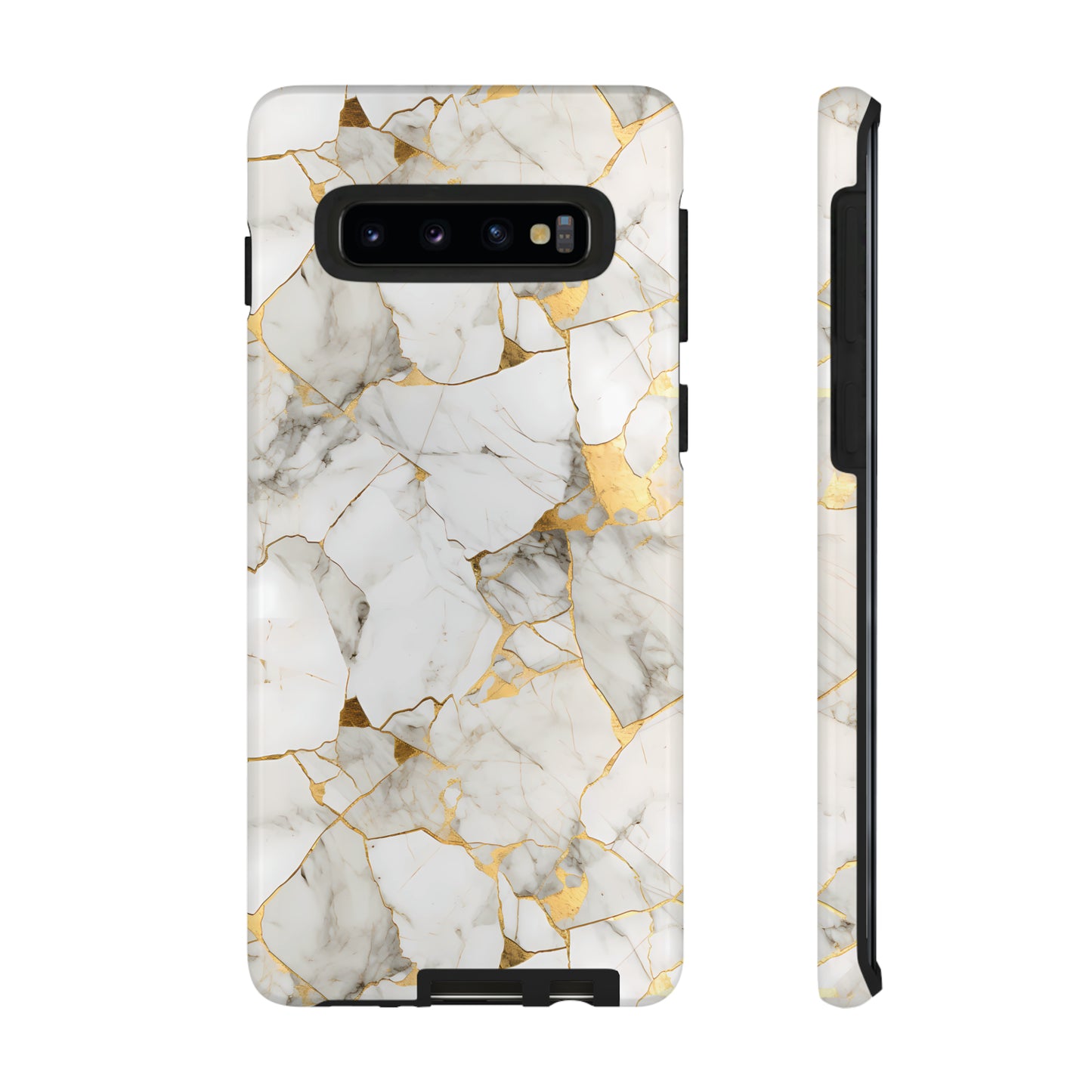 Gold & White Marble Tough Phone Cases