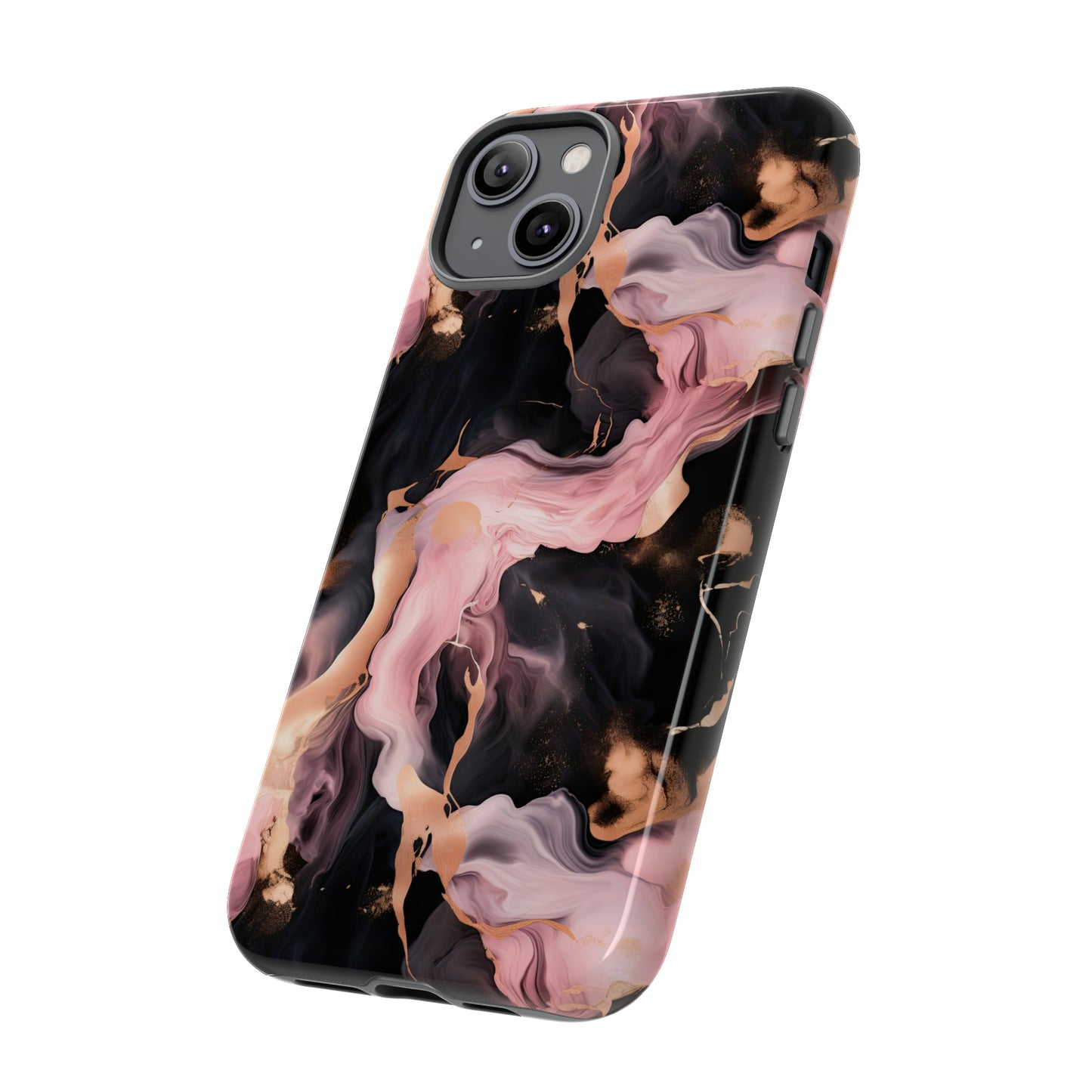 Black & Pink Marble  Tough Phone Cases