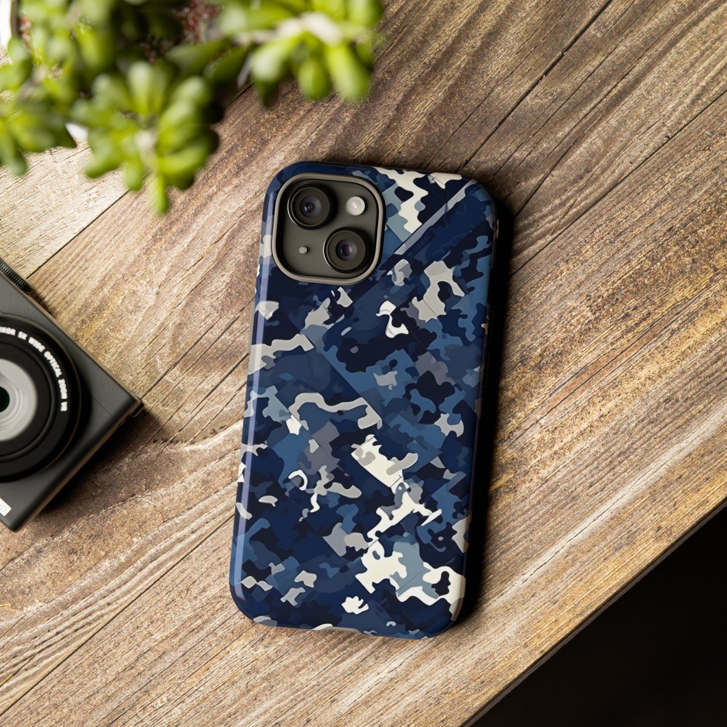 Blue Camo Inspired Tough Phone Cases