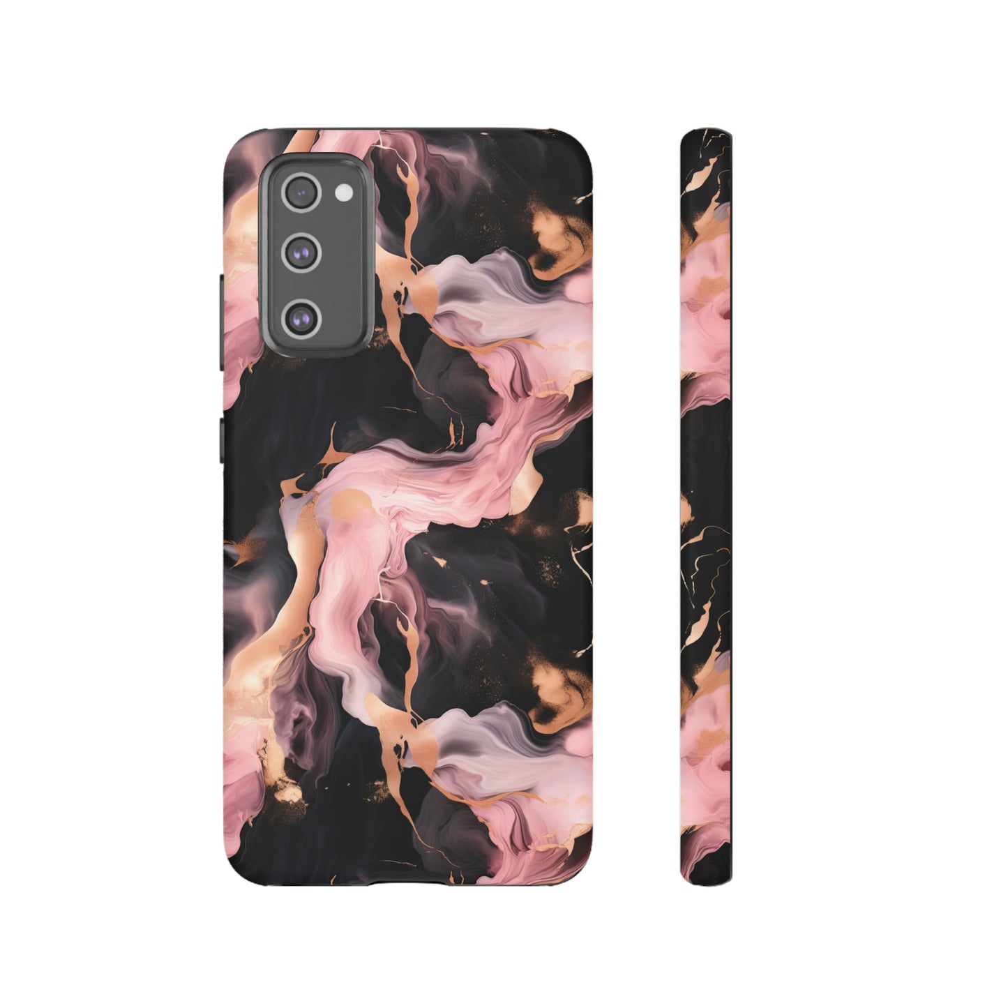 Black & Pink Marble  Tough Phone Cases