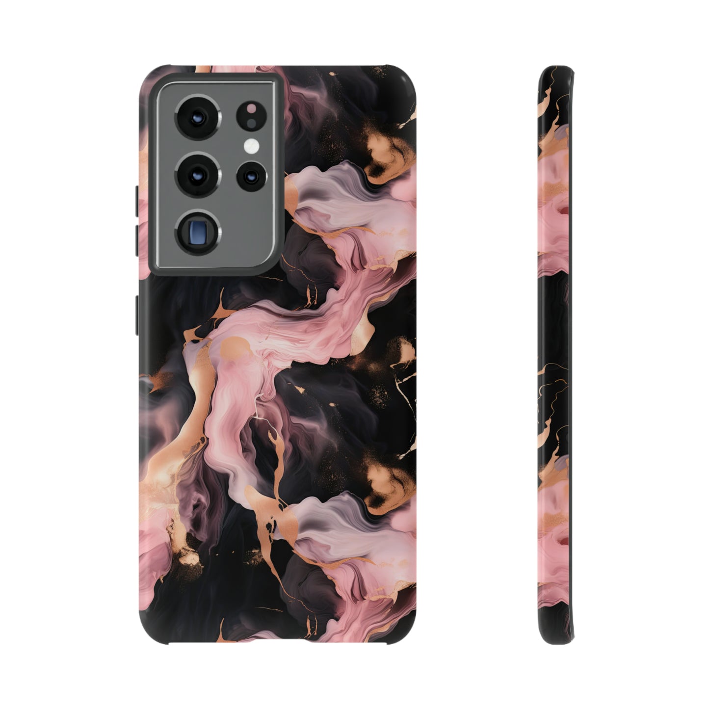Black & Pink Marble  Tough Phone Cases