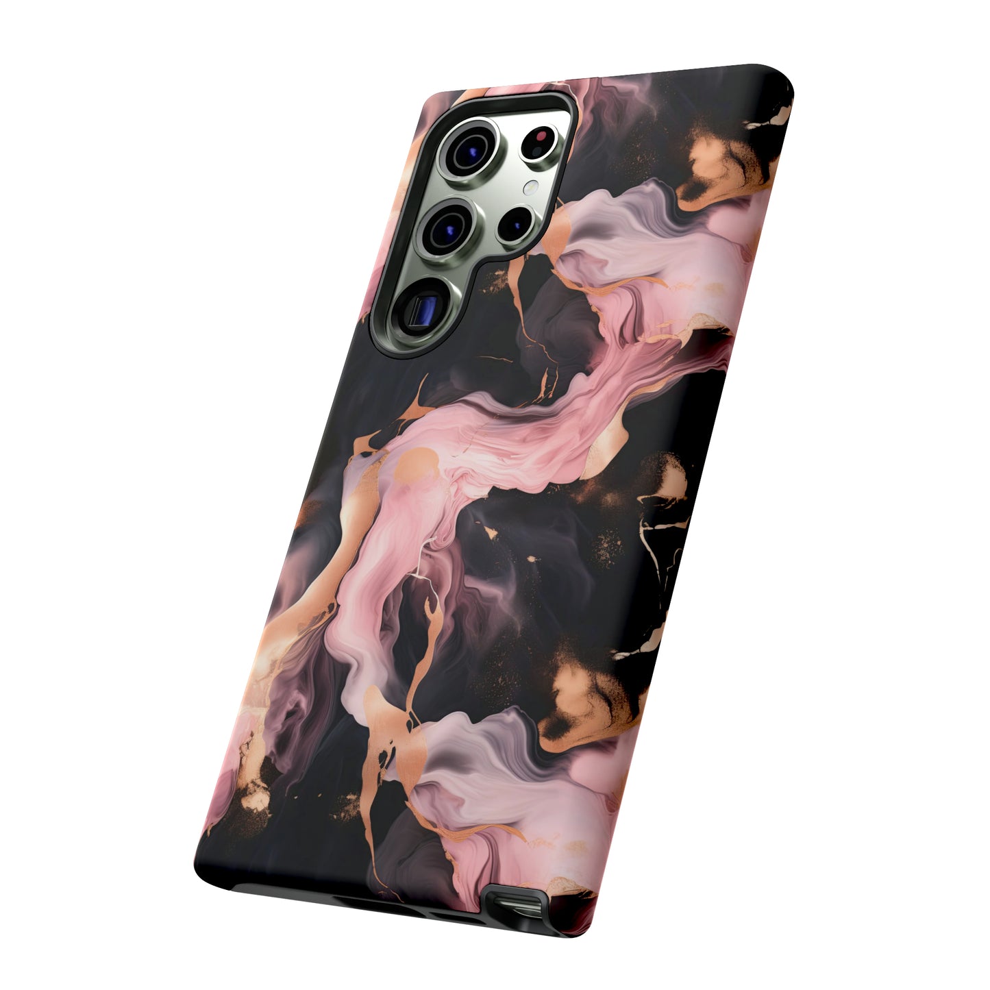 Black & Pink Marble  Tough Phone Cases