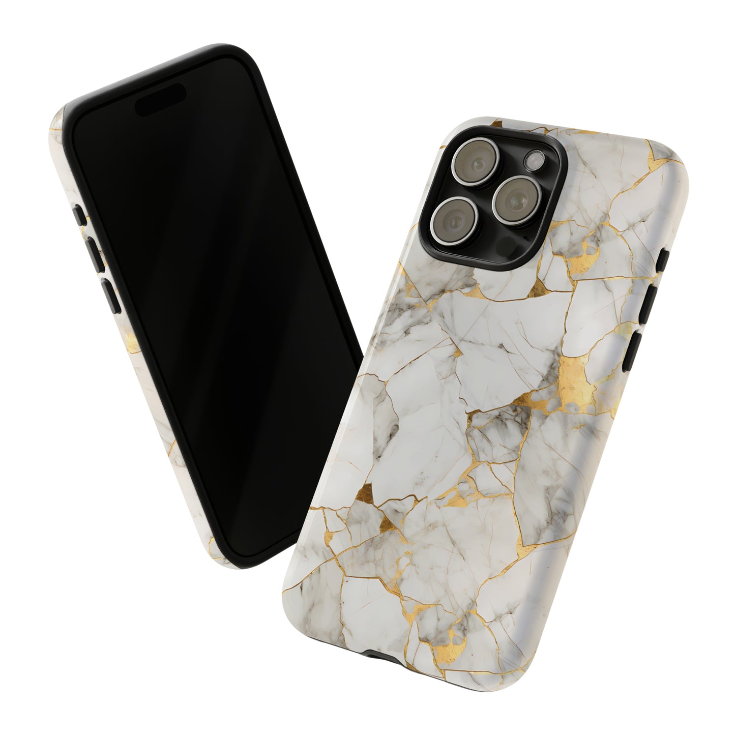 Gold & White Marble Tough Phone Cases