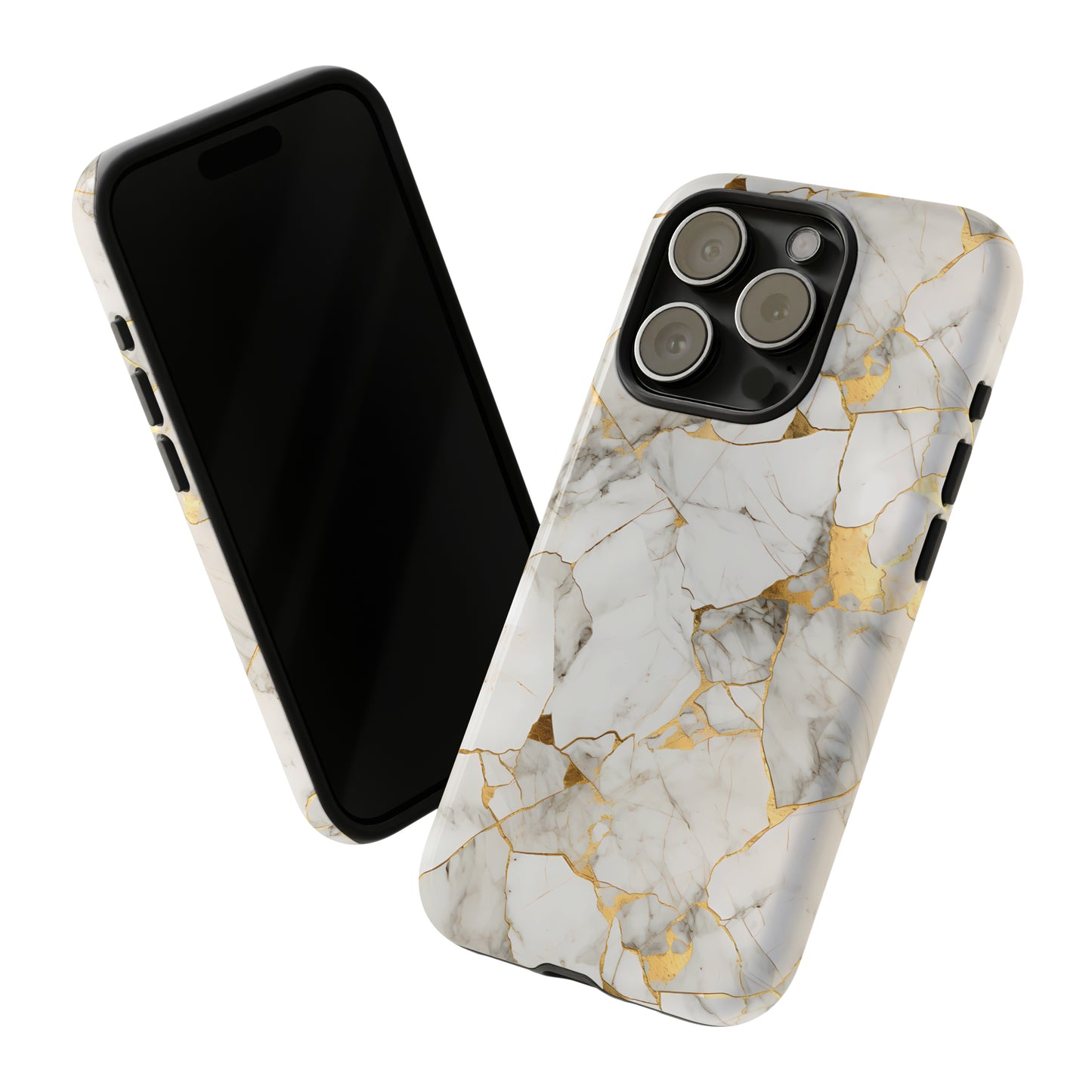 Gold & White Marble Tough Phone Cases