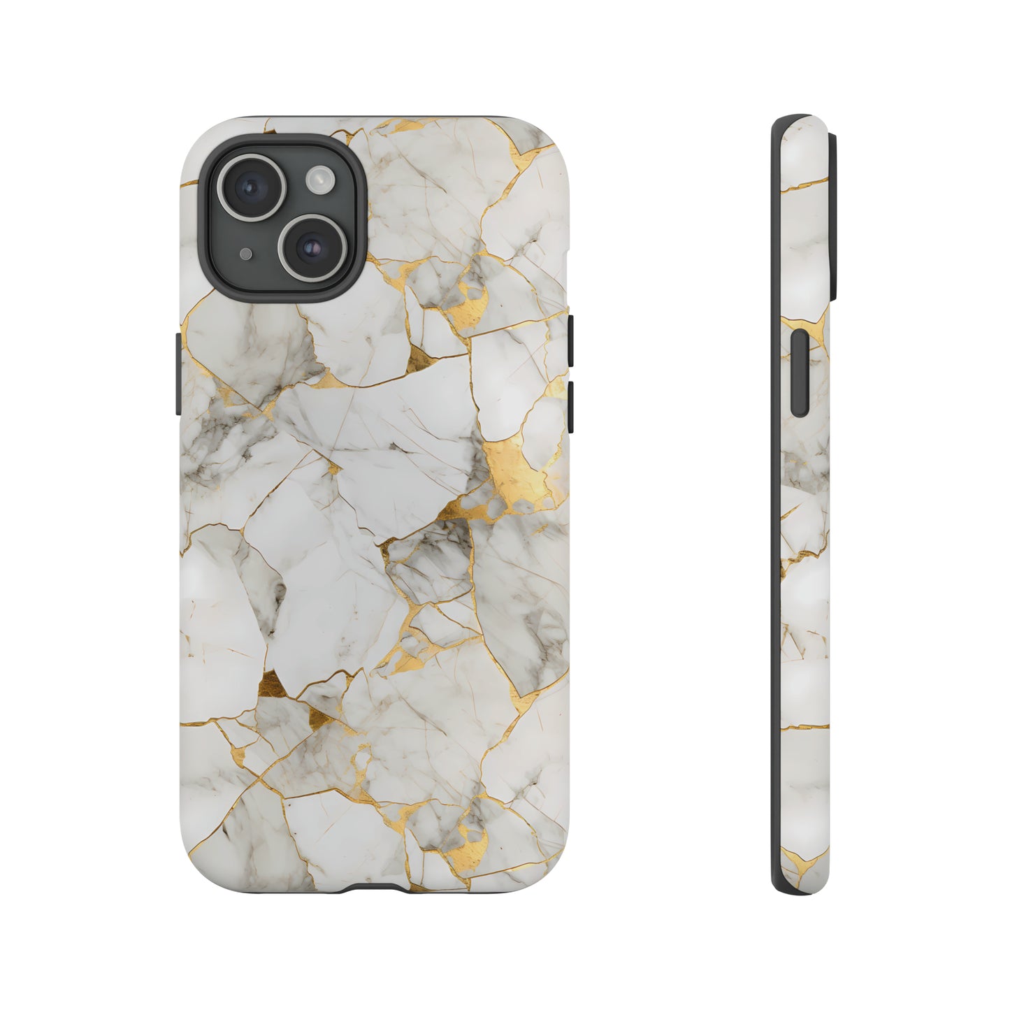 Gold & White Marble Tough Phone Cases