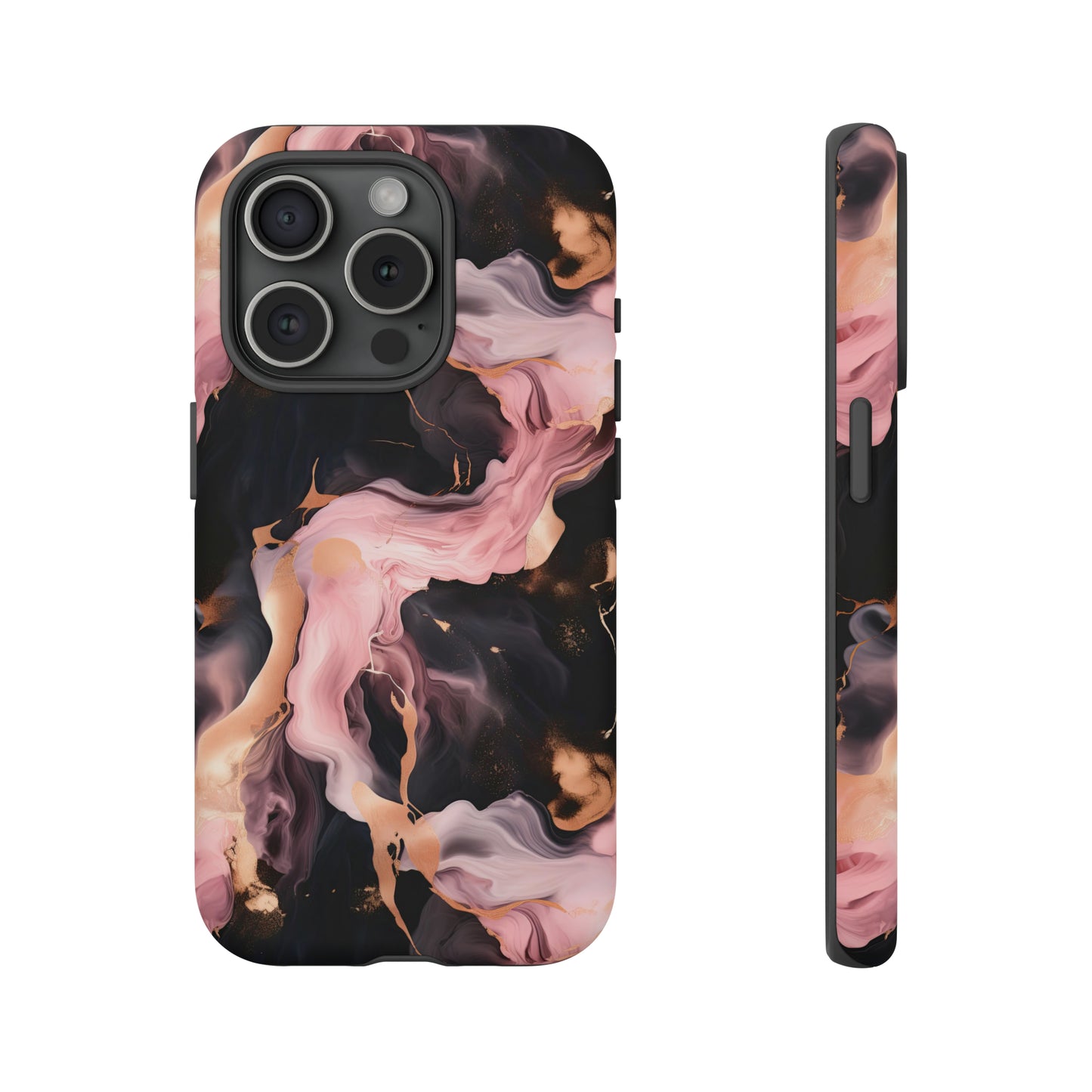 Black & Pink Marble  Tough Phone Cases