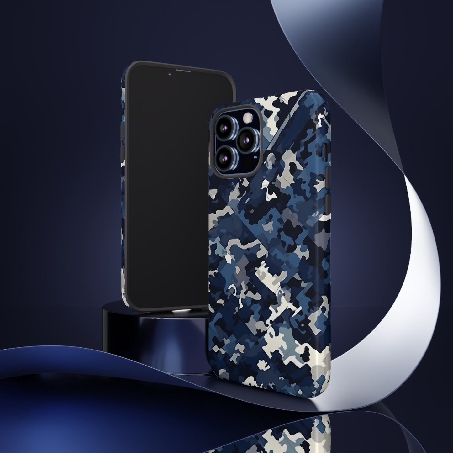 Blue Camo Inspired Tough Phone Cases