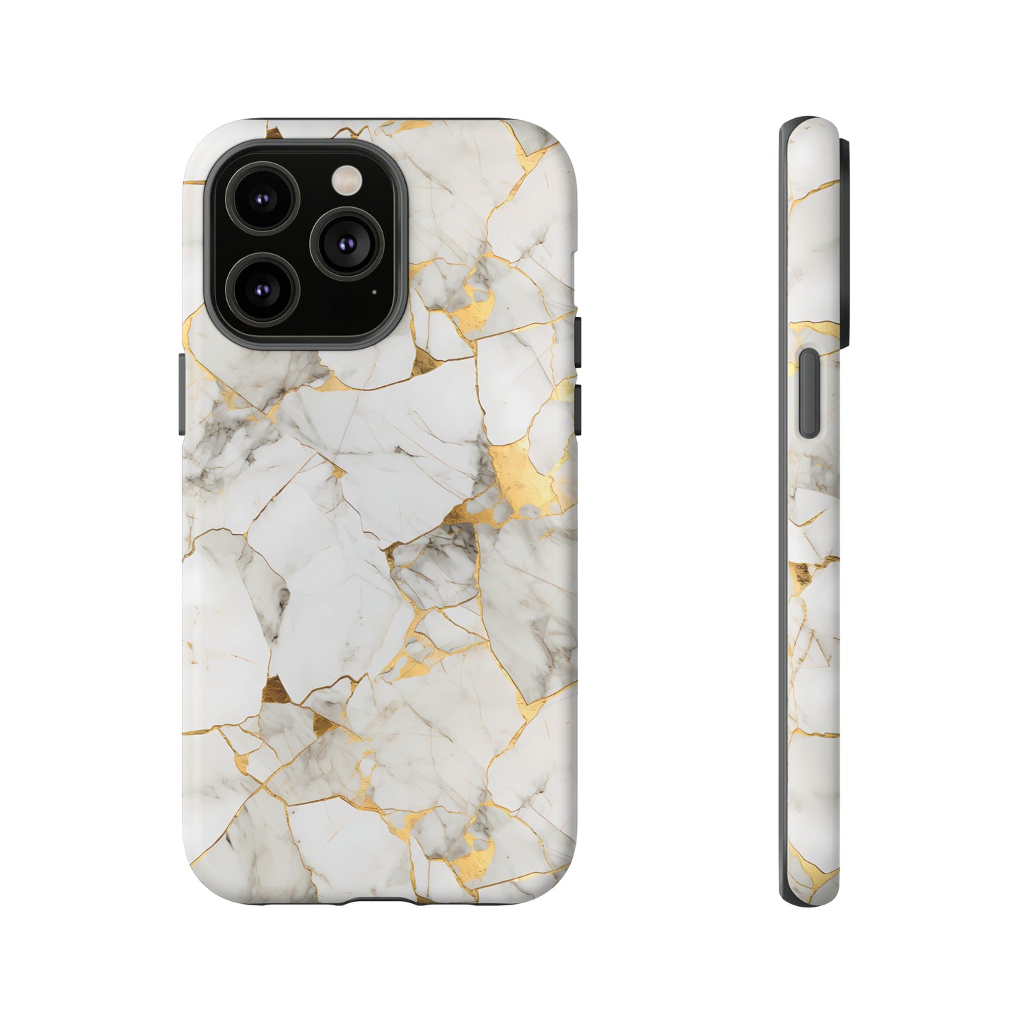 Gold & White Marble Tough Phone Cases