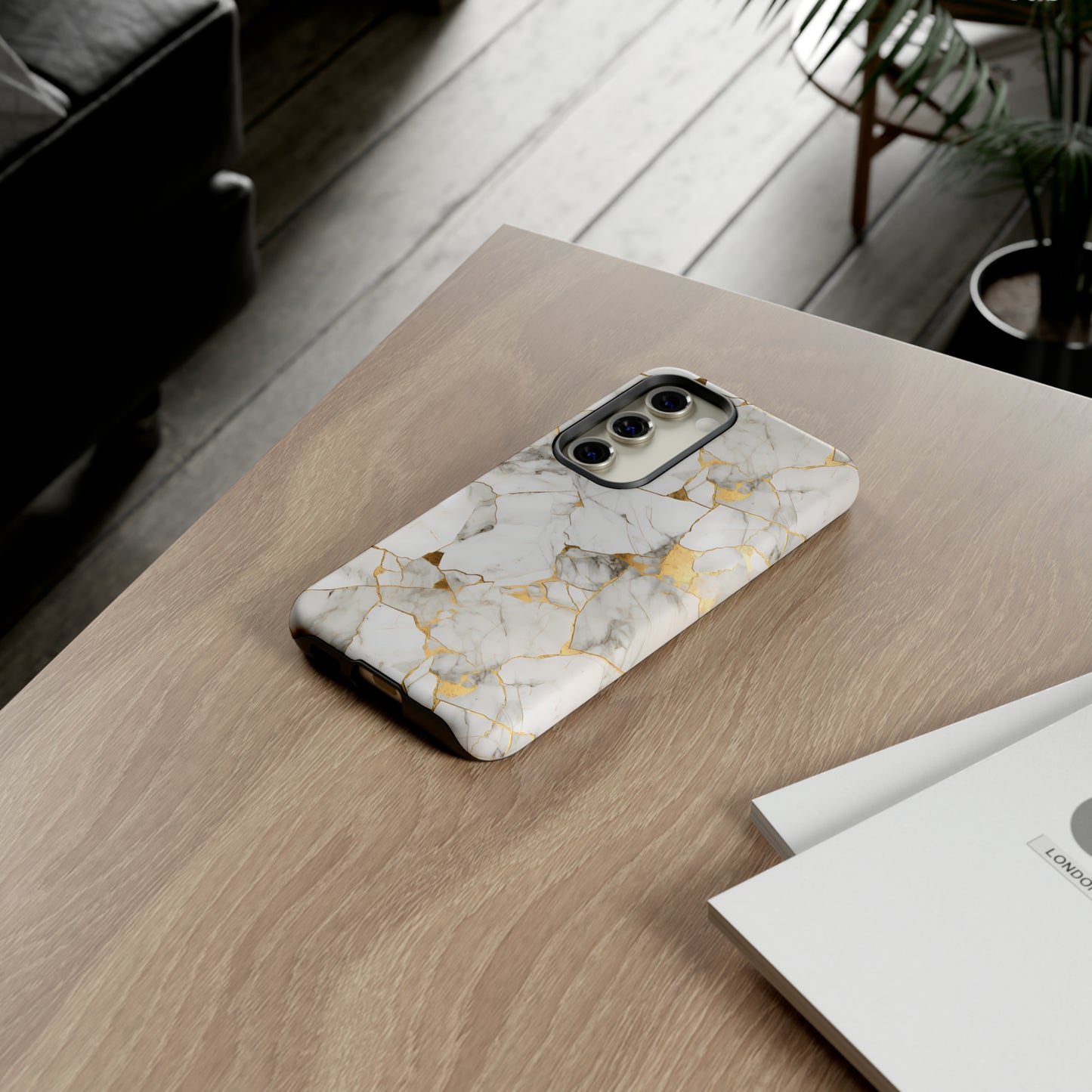 Gold & White Marble Tough Phone Cases