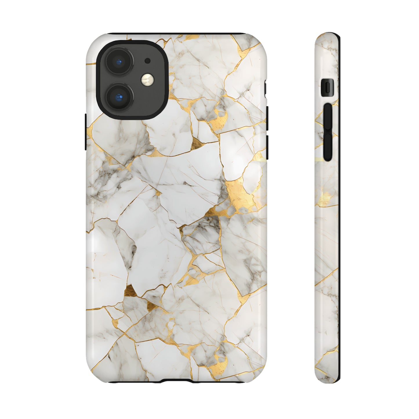 Gold & White Marble Tough Phone Cases