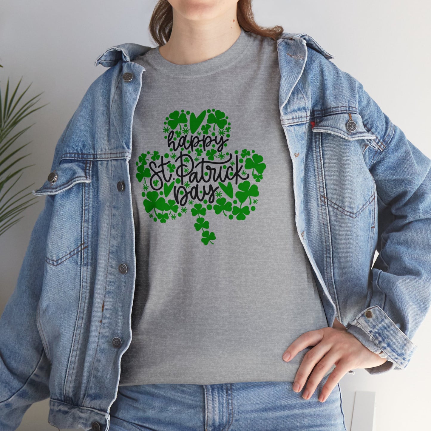 Happy St Patricks Day Clover Unisex Heavy Cotton Tee