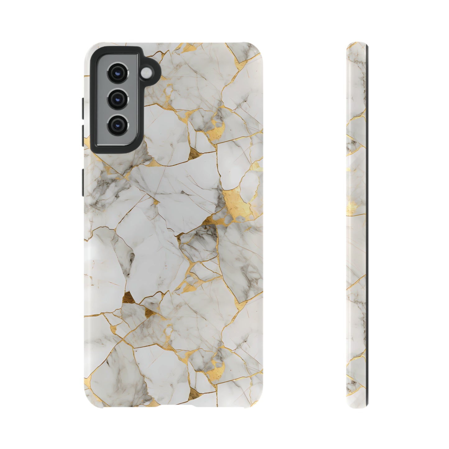Gold & White Marble Tough Phone Cases