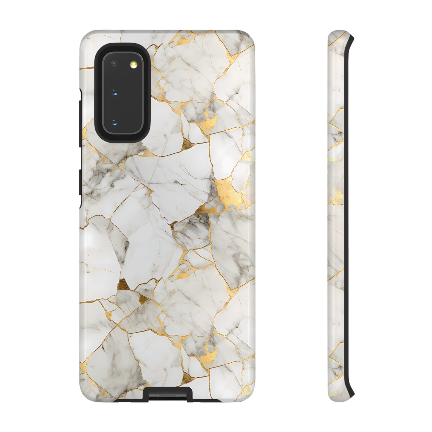 Gold & White Marble Tough Phone Cases