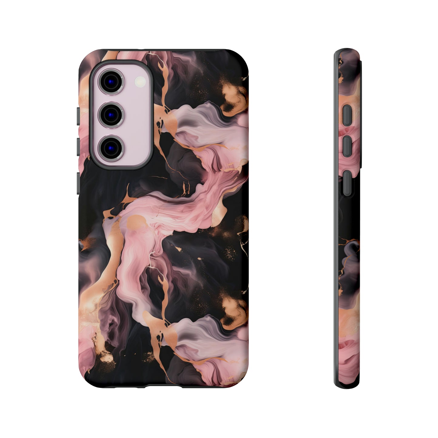 Black & Pink Marble  Tough Phone Cases