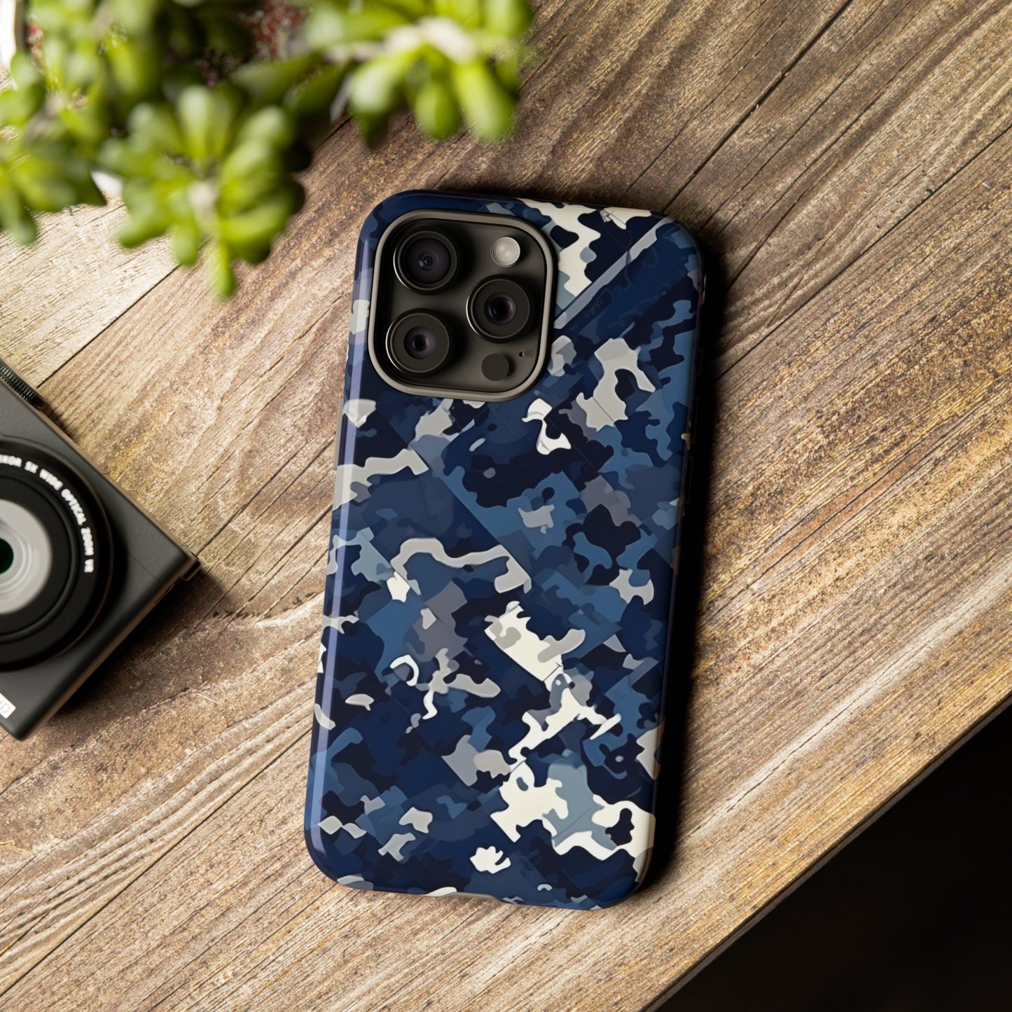 Blue Camo Inspired Tough Phone Cases