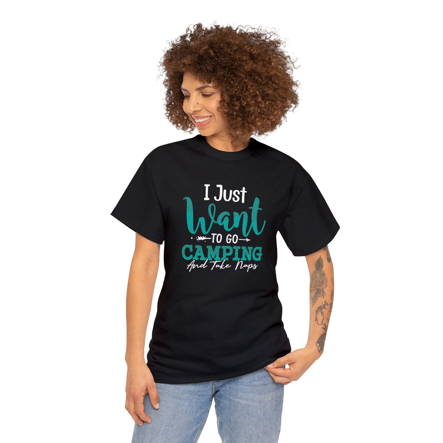 Just Want to go Camping & Take Naps Unisex Heavy Cotton Tee