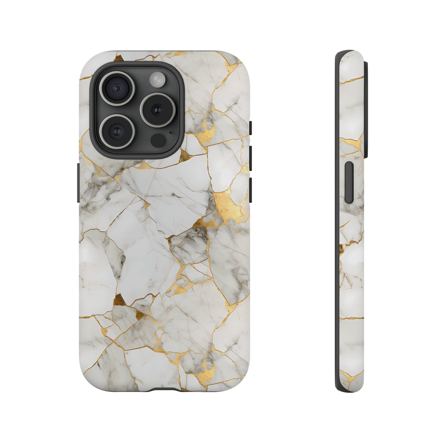 Gold & White Marble Tough Phone Cases