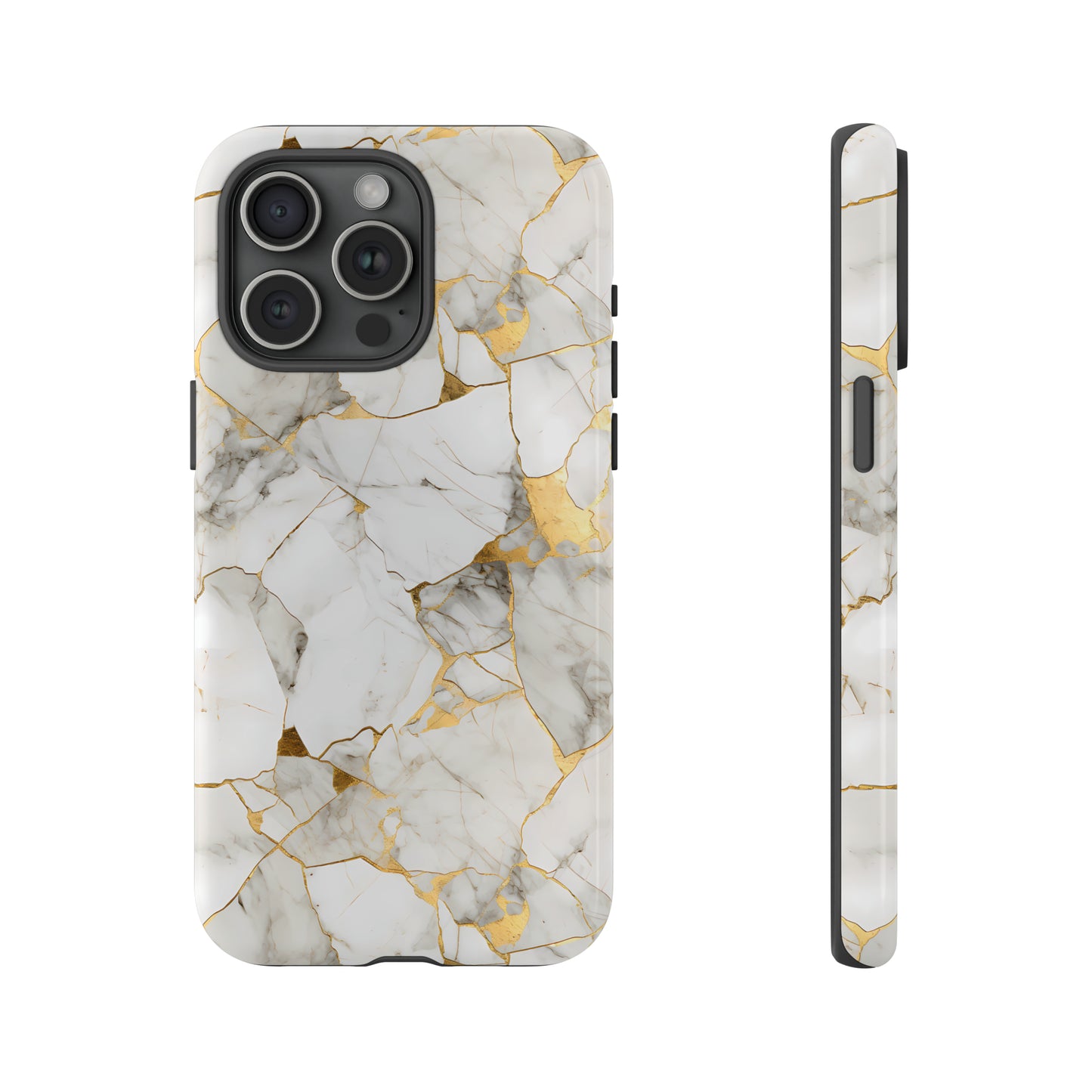 Gold & White Marble Tough Phone Cases