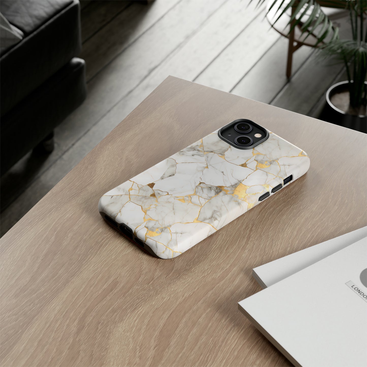 Gold & White Marble Tough Phone Cases