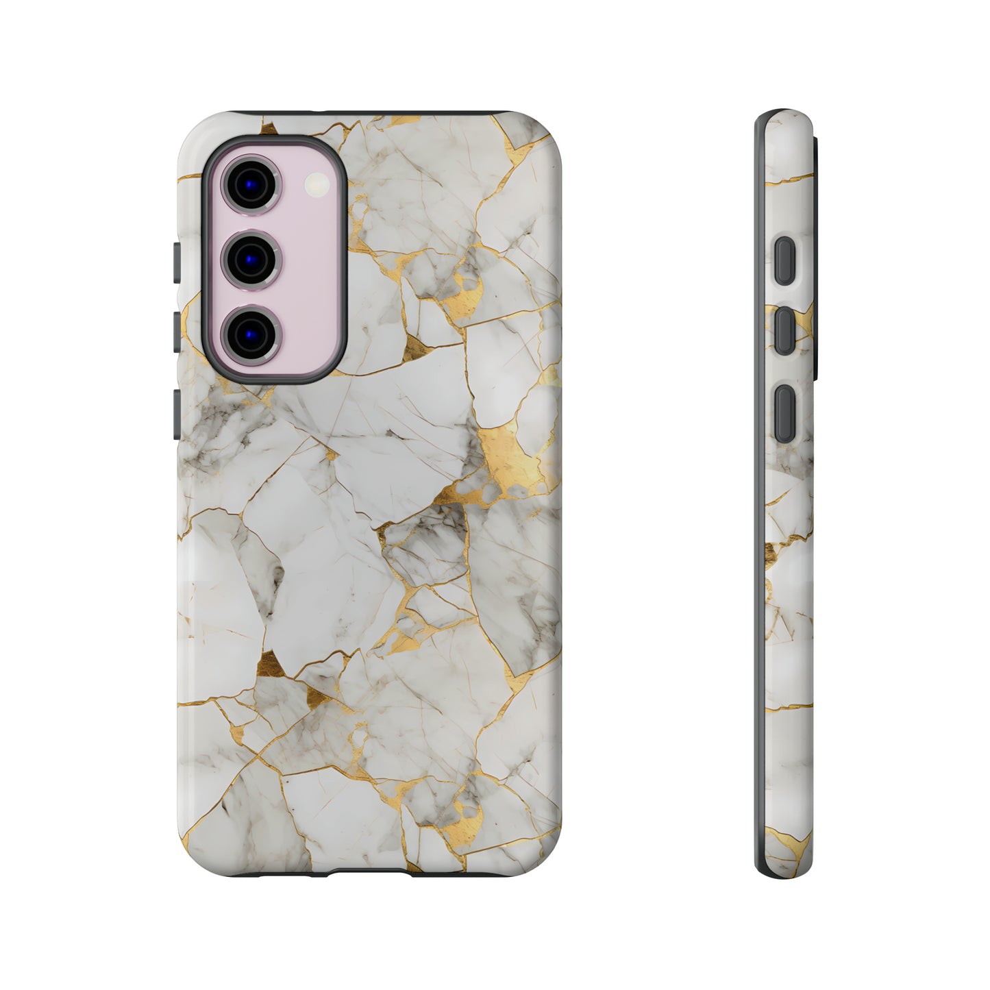 Gold & White Marble Tough Phone Cases