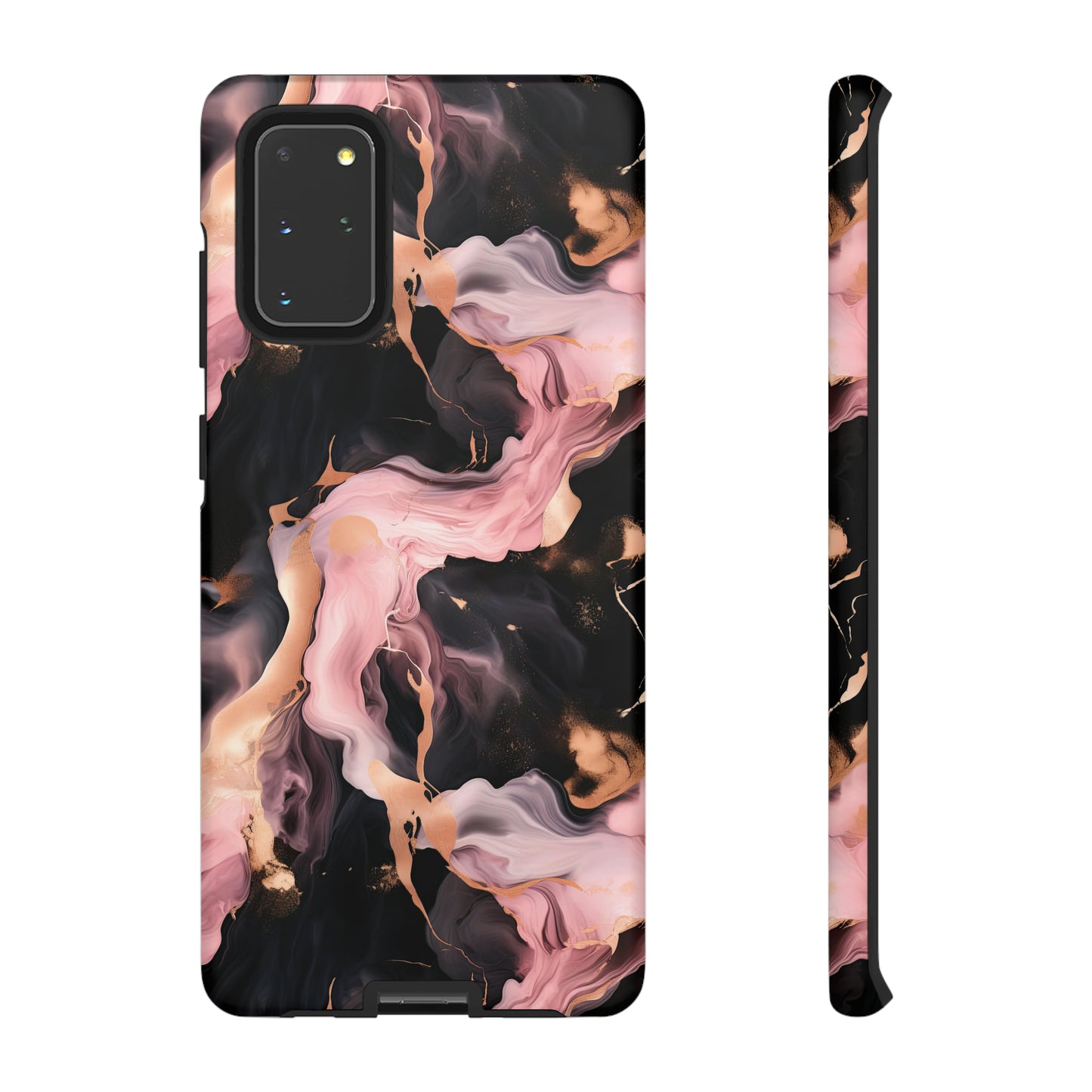 Black & Pink Marble  Tough Phone Cases