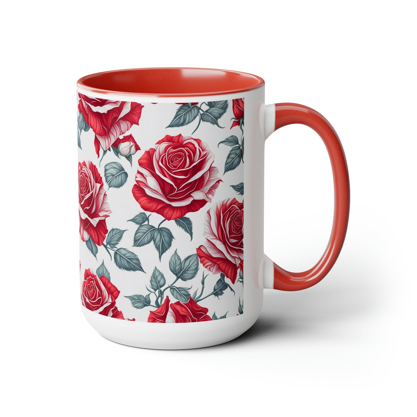 Roses Two-Tone Coffee Mugs, 15oz
