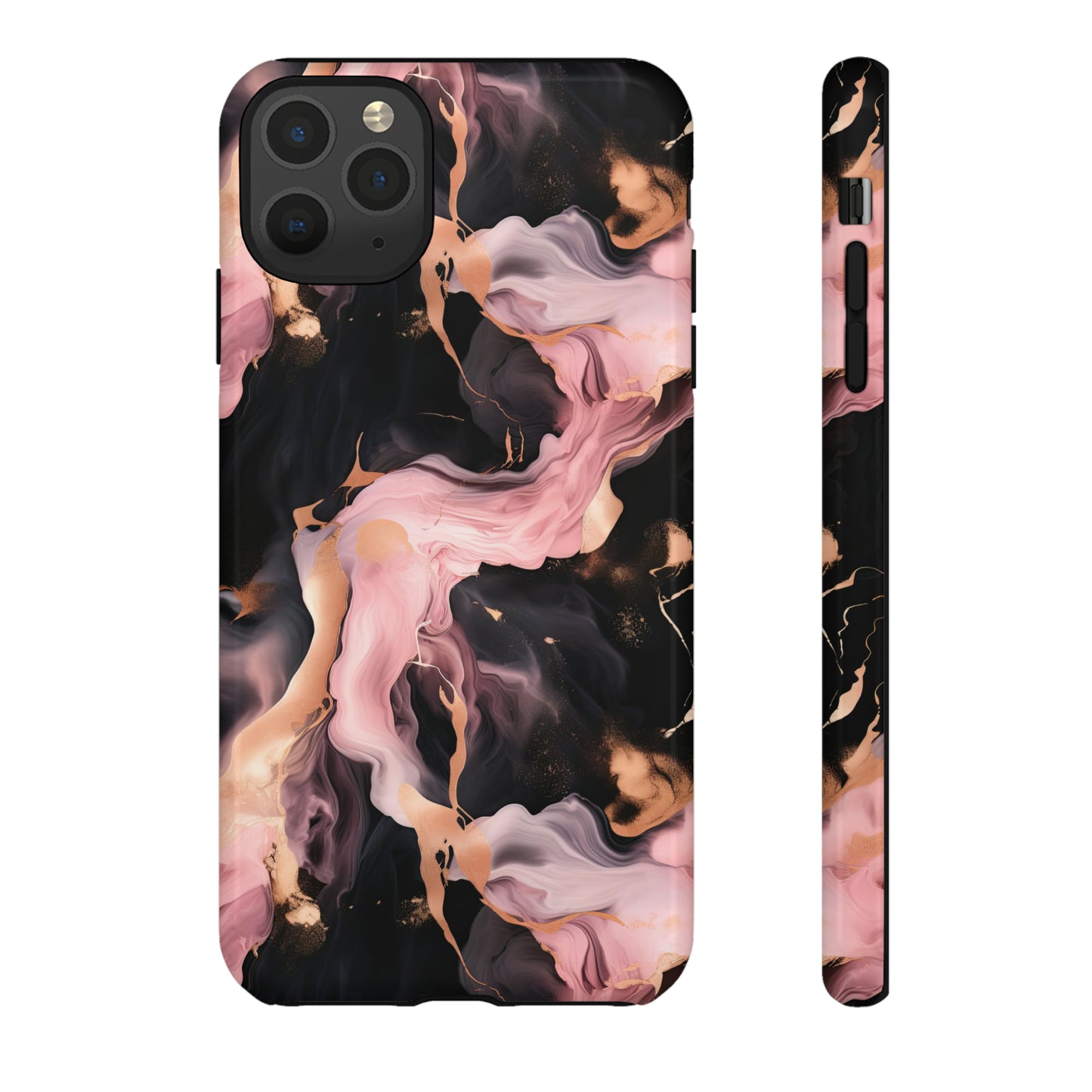 Black & Pink Marble  Tough Phone Cases