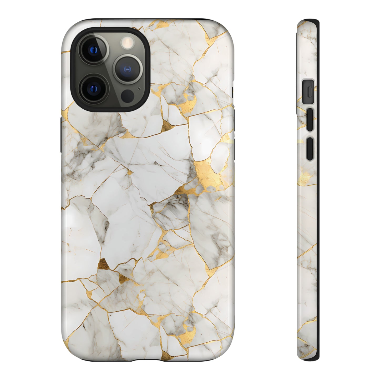 Gold & White Marble Tough Phone Cases