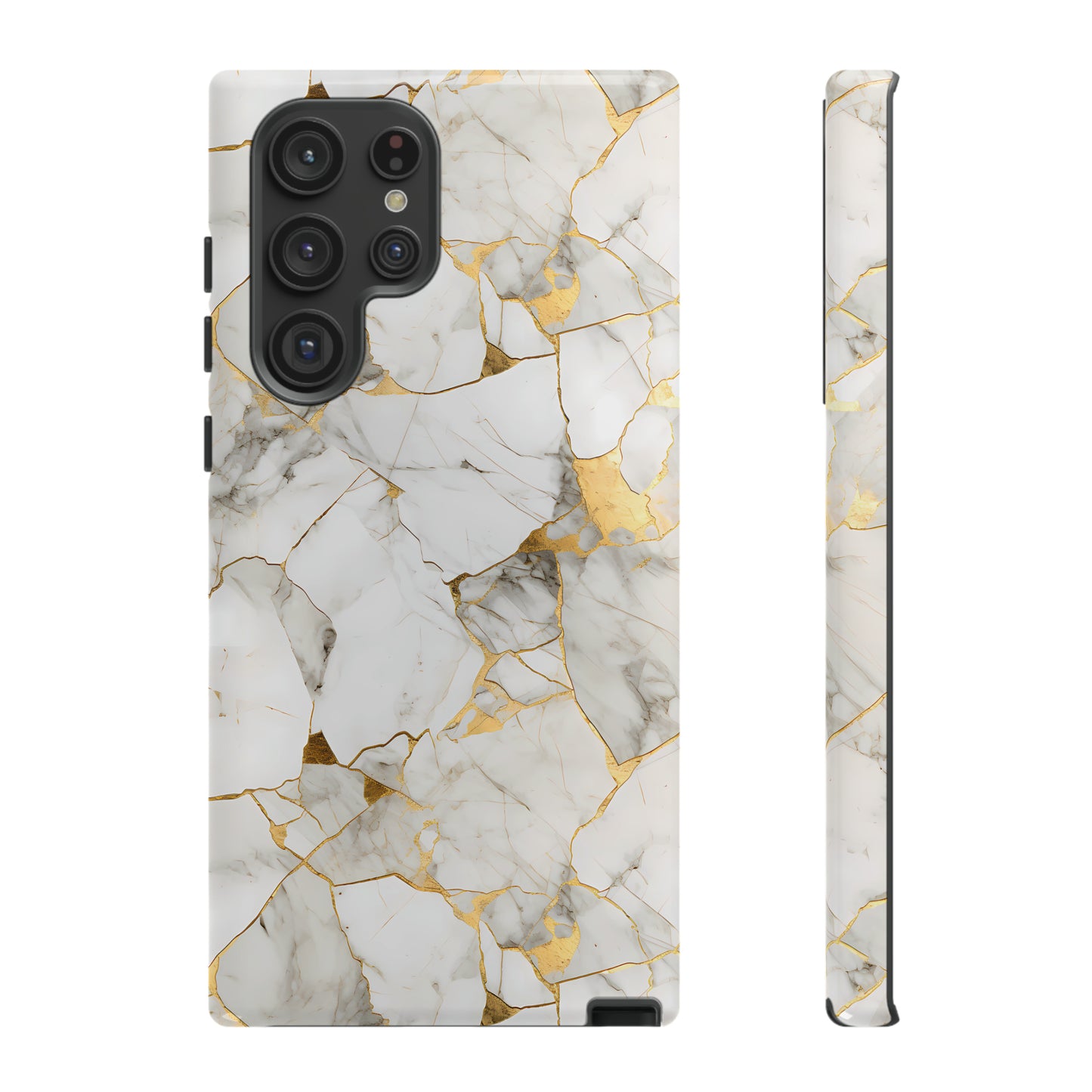 Gold & White Marble Tough Phone Cases