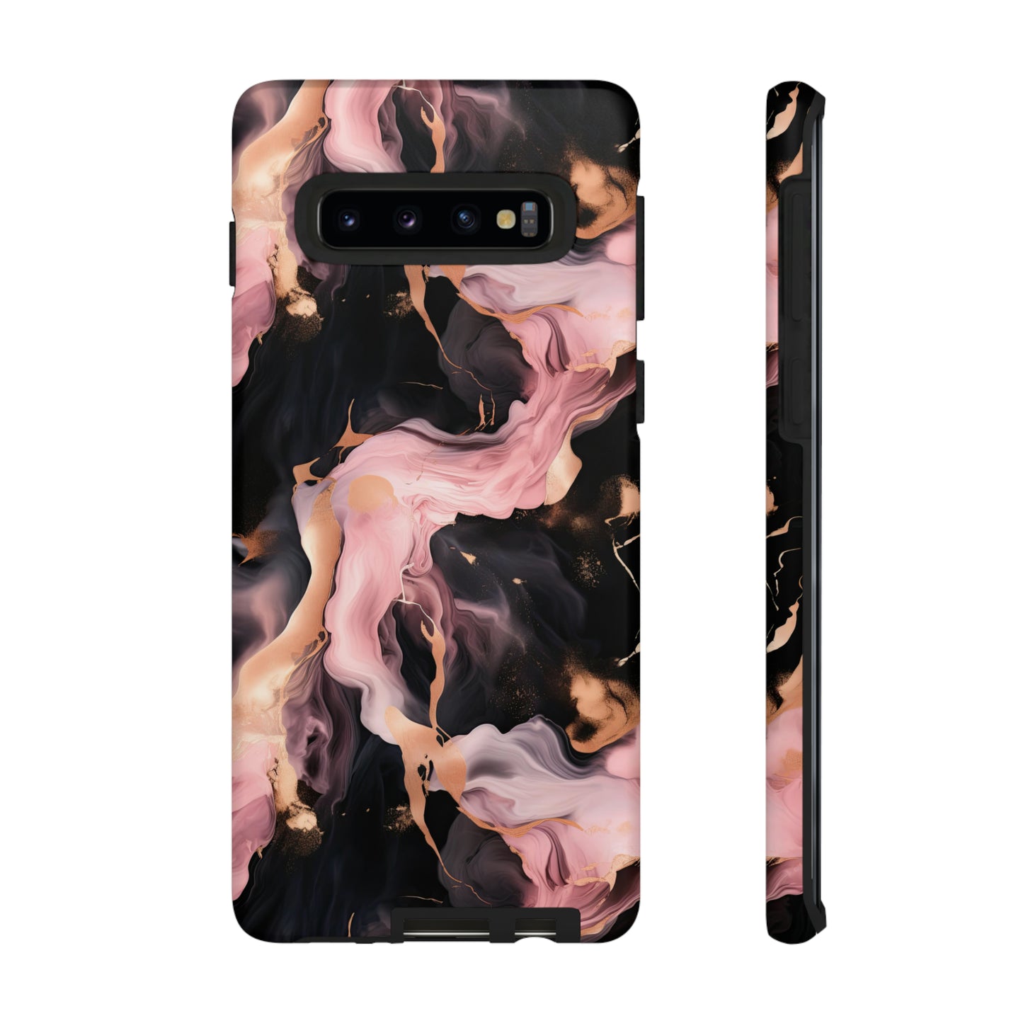 Black & Pink Marble  Tough Phone Cases